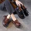 Spring Autumn High-heeled Leather Shoes with Thick Soles, Women's Retro Single Shoes