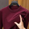 Men's Casual Loose Knit Sweater - 2024 Autumn/Winter Warm Solid Color Round Neck Pullover