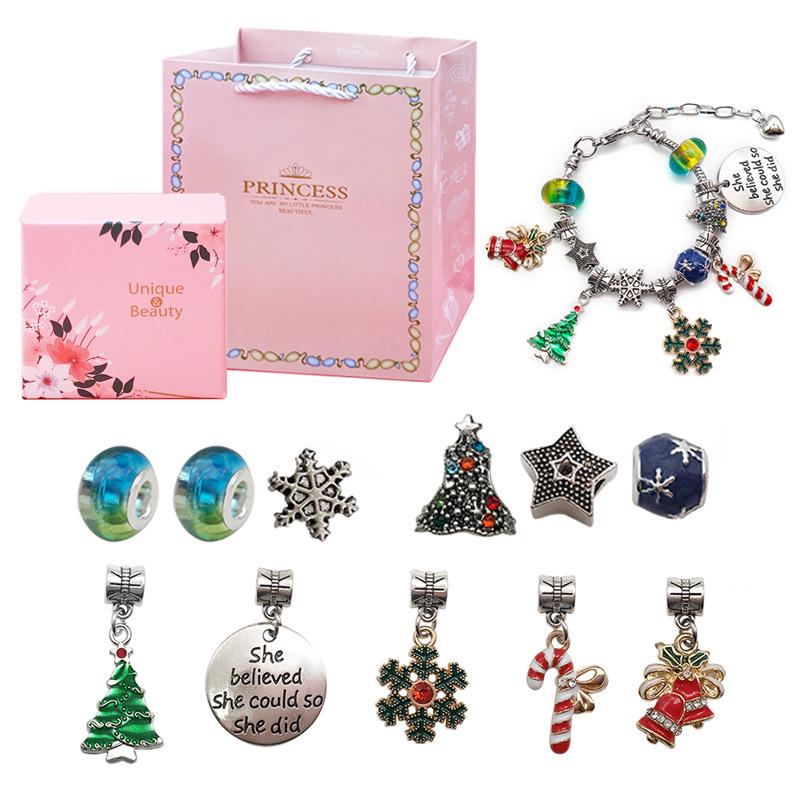 Pandora Crystal Beaded Bracelet - Large Hole Christmas Jewelry DIY Gift
