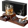 Wooden Cigar Ashtray & Coaster with Cup Holder and Wine Glass Rack