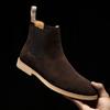 British Style Men's Genuine Suede Leather Chelsea Boots High-top Dress Shoes Fashion Warm Winter Men Riding Boots Shoes for Men