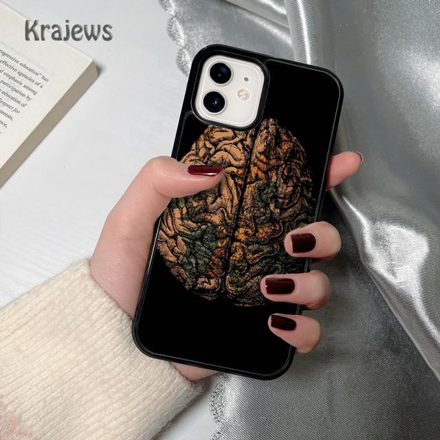 Krajews Anatomy Brain soft Phone Case Cover For iPhone 17 Air 16 15 14 plus 12 13 pro max coque Shell Fundas