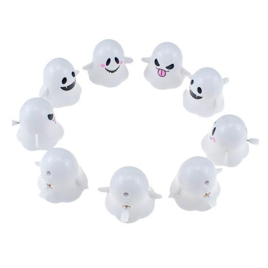 Halloween Wind-up Ghost Toy Spooky Cartoon Ghost Walking Toy Toddlers Boys Girls Spring Clockwork Mini White Ghost Toy