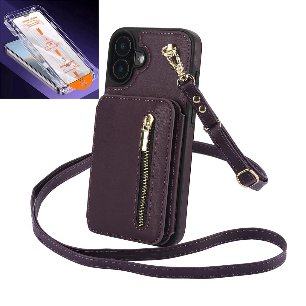Crossbody Zipper Card Solt Leather RFID Wallet Phone Case For iPhone 17 Pro Max 16 15 14 Plus 13 12 11 XS 16E Pocket Purse Cover