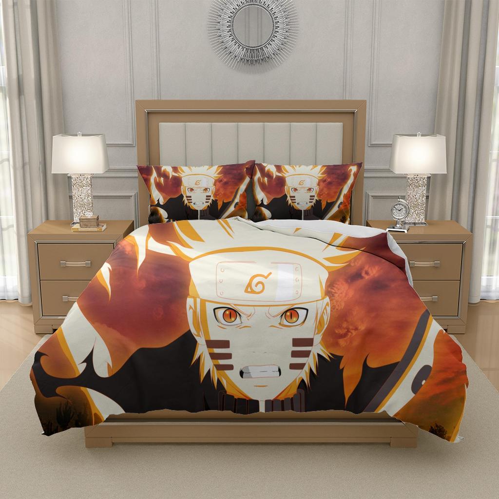 N-Naruto U-Uzumaki N-Naruto Anime Quilt Cover Set Bedding Smooth Polyester Boys Girls Bedroom Decor Single Double Queen King Size