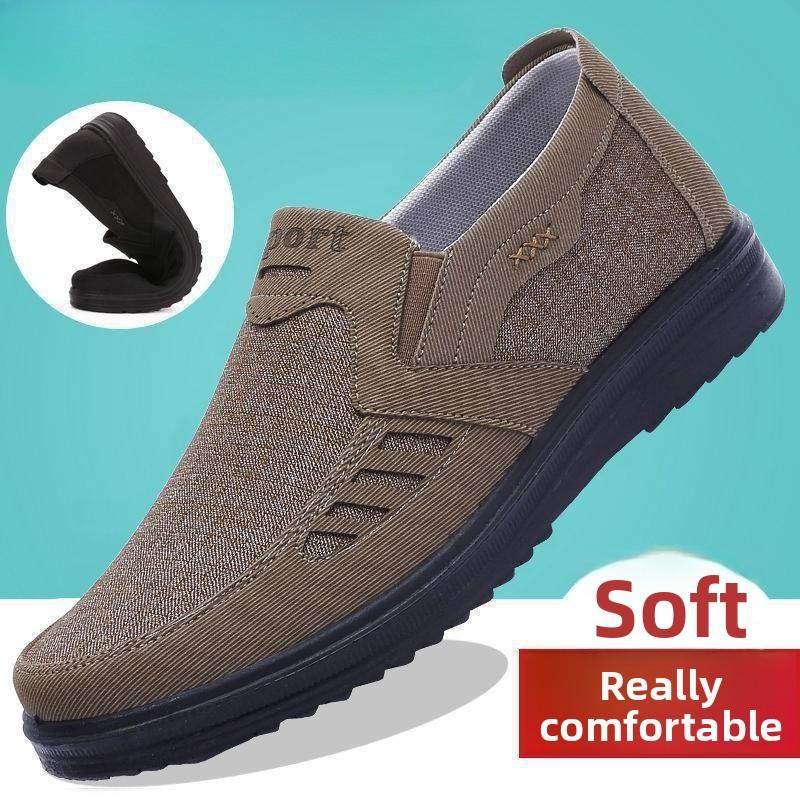 Men's Shoes Summer Breathable Canvas Shoes Outdoor Lightweight Walking Flats Slip-On Casual Driving Shoes Men's Oxfords Loafers
