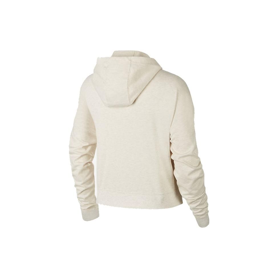 Nike Vintage Sports Style Solid Color Logo Embroidered Zip-Up Hoodie Women Hoodies Light-Ivory CD3209-110