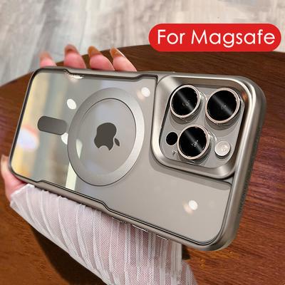 Capa de armadura transparente de carregamento magnético sem fio de luxo para iPhone 15 Pro 14 Plus 13Pro 12 11 Pro Max Magsafe capa protetora fosca