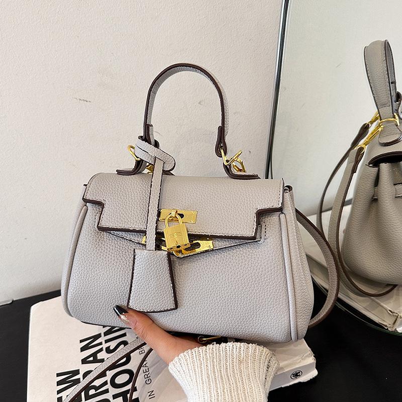 New Lychee Pattern Small Lock Portable Shoulder Messenger Trendy Women's Bag