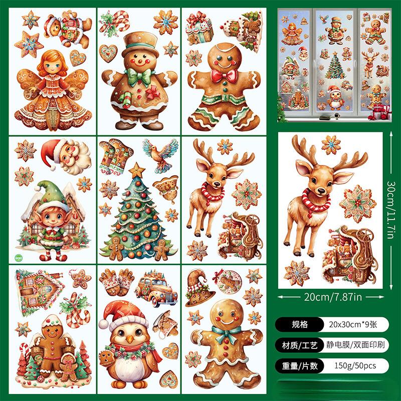 9 st Snöflinga Julfönsterdekaler Rådjur Nyårsdekal Väggdekal Vit Jul Elektrostatisk Klistermärke Dekorationer