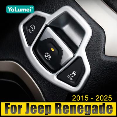 För Jeep Renegade 2015 2016 2017 2018 2019 2020 2021 2022 2023 2024 2025 BU ABS Bil Handbromsknapp Panel Dekorationsskydd Klistermärke