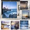Decoração de Parede Marítima Farol de Portland Cortina de Chuveiro Obra de Arte de Paisagem Cortina de Arte Oceânica Tropical Para Banheiro Com Ganchos