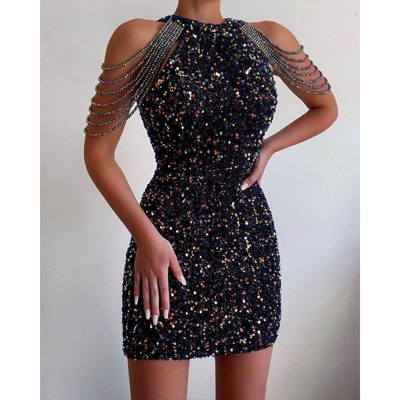 

Black Evening Dress Female Banquet Short-Length Elegant Small Dress Accessible Luxury Host Birthday Little Dress Sexy Dress Black 3XL