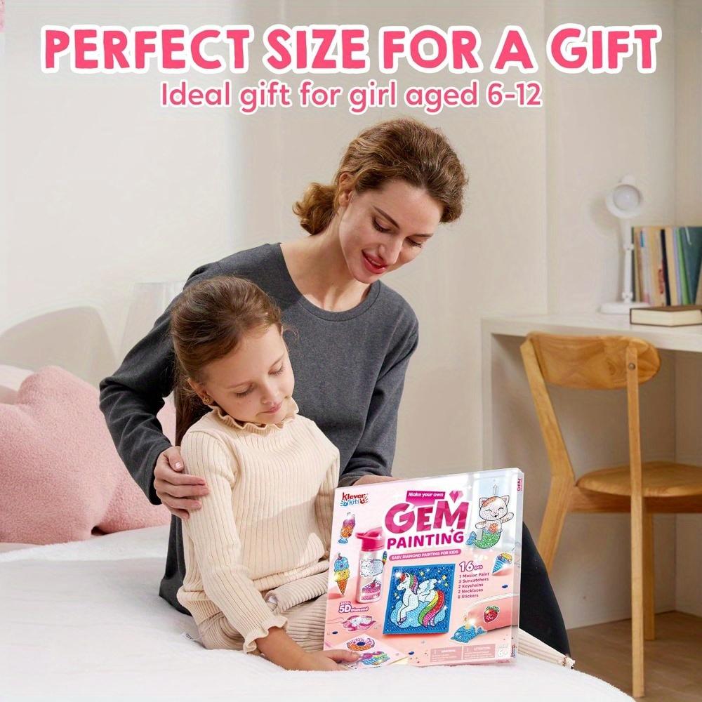 JOYFY 16 Projekte Edelsteinmalerei Kinder Diamant-Edelsteinmalerei-Set mit 5D-Edelsteinen für Mädchen im Alter von 6-12 Jahren Edelstein-Bastelaktivitäten-Sets Geschenk