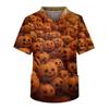 Men's Short Sleeve V-Neck Halloween Print Chest Pocket Care Top
