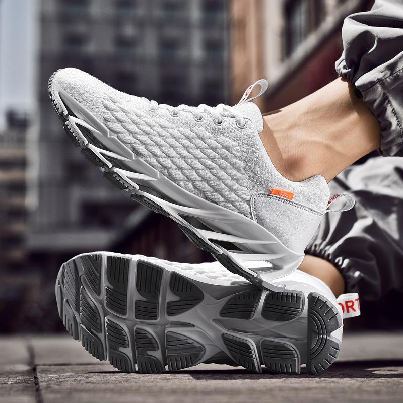 47 large size new men's shoes fashion blade sole men's shoes trend casual shoes flying woven fish scale sports running shoes