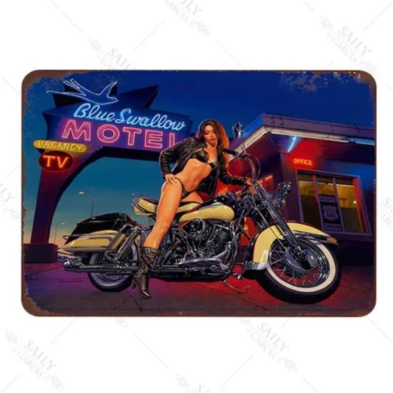 Pin-Up Girl Metal Sign, Retro Wall Art Decor