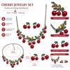 Dangling Charms Cherry Necklace Set Red Collarbone Necklace New Necklace Earring Set  Daily Outfits