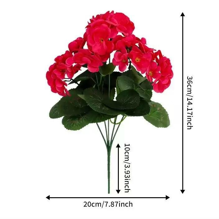 Handmade Artificial Begonia Geranium Flower Pot for Home Decor
