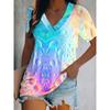 Print T-shirt Women Streetwear Casual T Shirts Y2k Tops Woman Harajuku V-Neck Tees Oversized Clothing