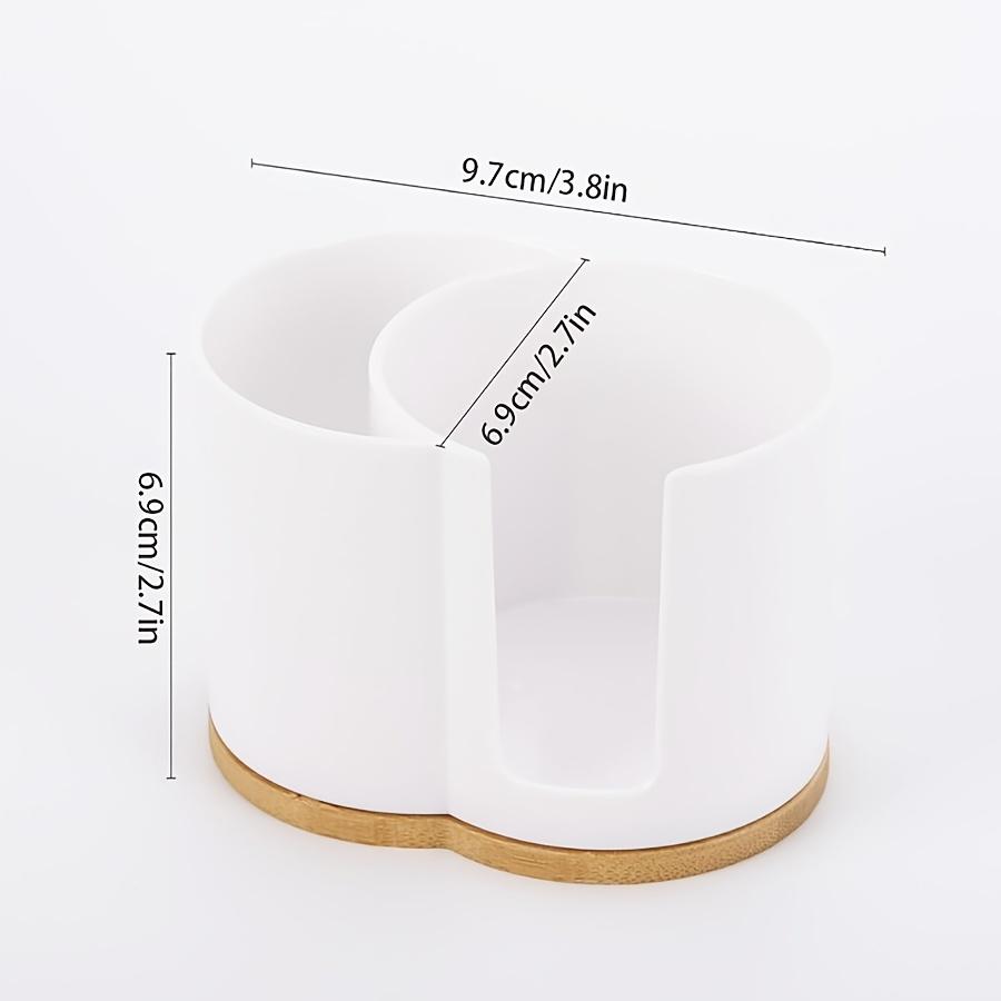 Qtip Dispenser 2 Grid Makeup Ball Swab, Round Pads Holder Organize Storage Box for Bathroom Container Organizer, Plastic, White