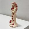 Hugging Rose Goddess Statue Resin Red Rose Girl Figurine Sculpture Home Office Desktop Bookshelf Decoration Ornament