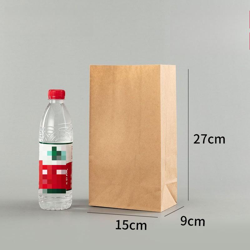 100pcs Oil Resistant Food Packaging Bag Brown Kraft Paper Coated Pockets Vegetables Fruits Bread Cookie Snack Food Toast Bread Takeaway Pouchs