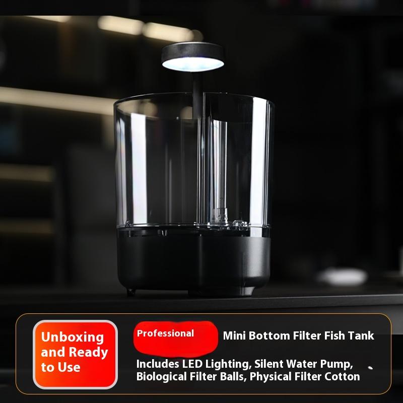 All-in-One Desktop Aquarium with Filter & Oxygen Pump Mini Ecosystem Fish Tank for Betta Home Decor