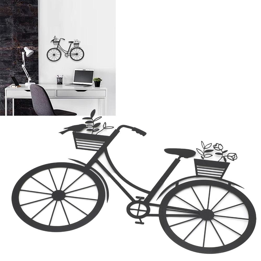Außenwandkunst Eisen Fahrrad Wanddekor 11,81 X 8,15 Zoll Fahrrad Metallwandkunst Schwarz Pulverbeschichtet Fahrradform Dekor Büro
