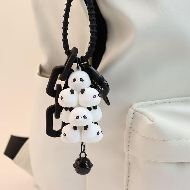 

Stackable Piggy Tower & Panda Keychain - Cartoon Animal Charm with Grape Cluster Succulent Design