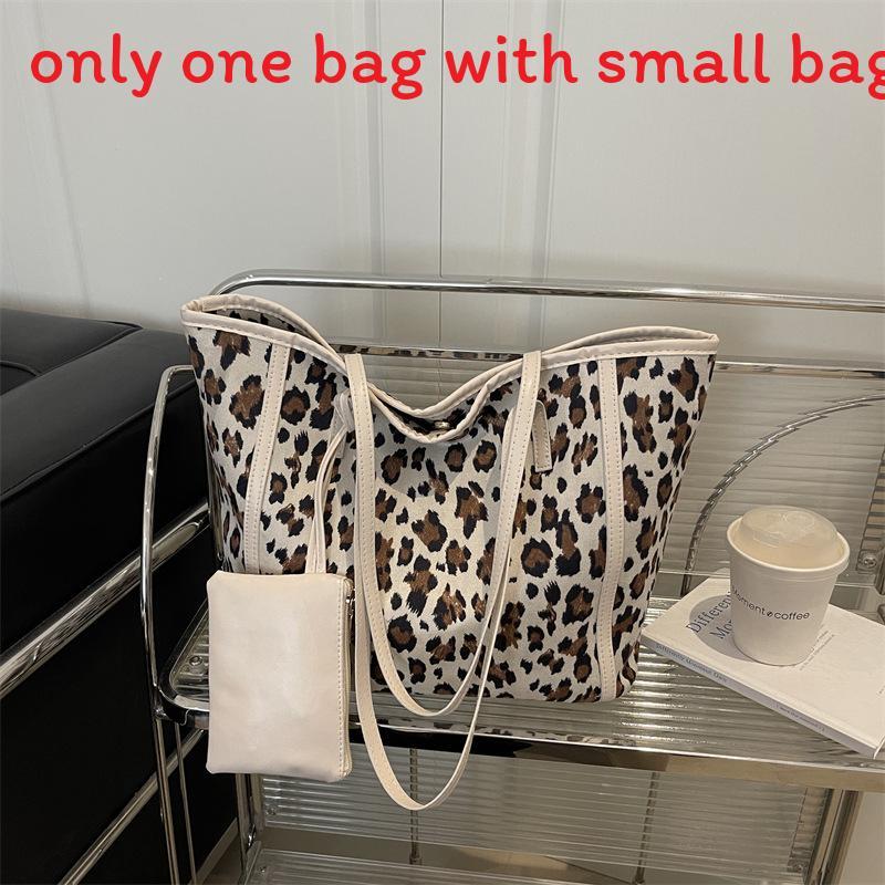 Street Style Leopard Print Pu Tote Bag With Zipper Closure For Daily Use