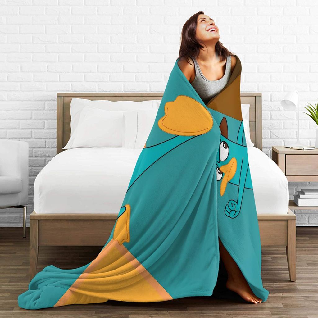 Perry the Platypus Blanket Quality Warm Soft Throw Blanket Autumn Boy Girl Couch Bed Funny Bedspread