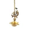 Handmade Ethnic Peacock Design 5 Oil Wick Brass Hanging Diya, Brass Diyas for Decoration, Standard, Pack of 1
