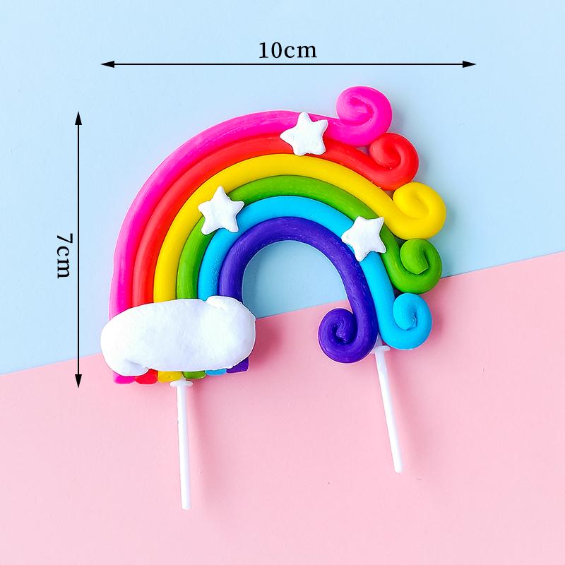 Double Layer Rainbow Balloon Cake Topper: Colorful Happy Birthday Decoration