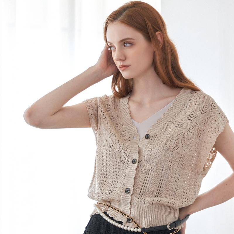 MAXZA Crochet Knitting V Neck Vest zb08Vt601
