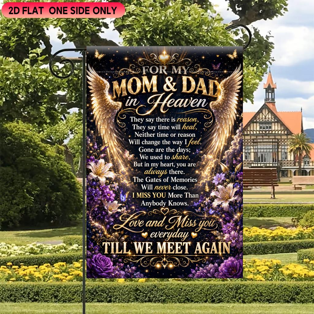 1pc Love and Miss Parents In Heaven Garden Flag - Polyester, Outdoor Memorial Decor