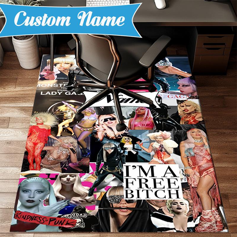 Custom Name Bold Fashion Lady-Gaga Rug Game Carpet, Floor Mat for Bedroom Living Room Entryway Rug, Home Decor Idea Gift for Christmas birthday