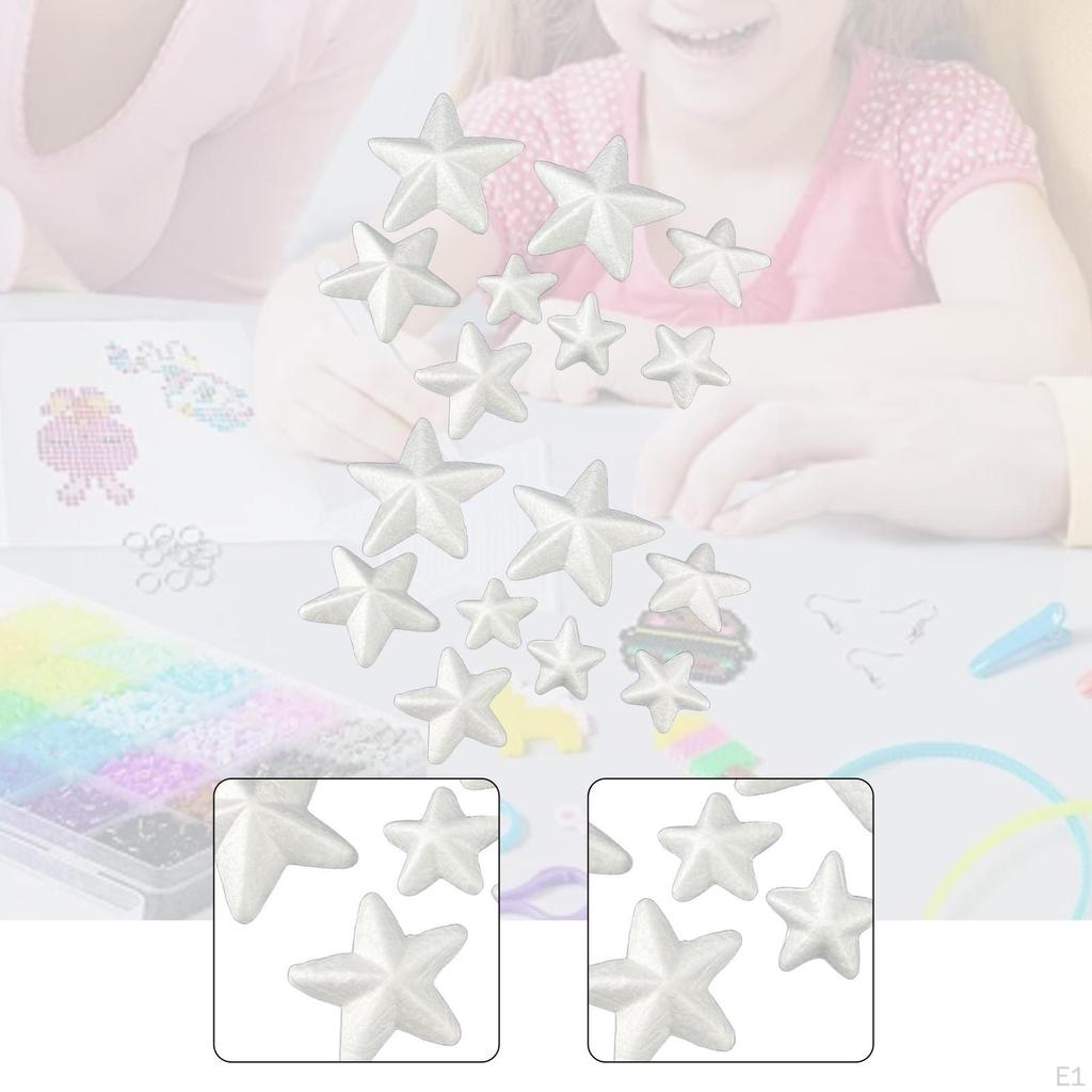 16Pcs Christmas Decorations Ornaments Lightweight Craft Foams Polystyrene Stars for Children Kids