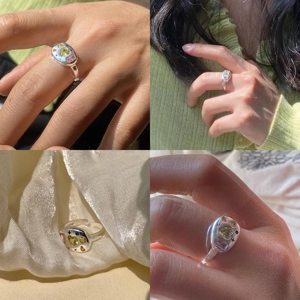 Colorful Inlaid Zirconia Ultra Sparkling Adjustable Ring For Women With Unique Design Fashion
