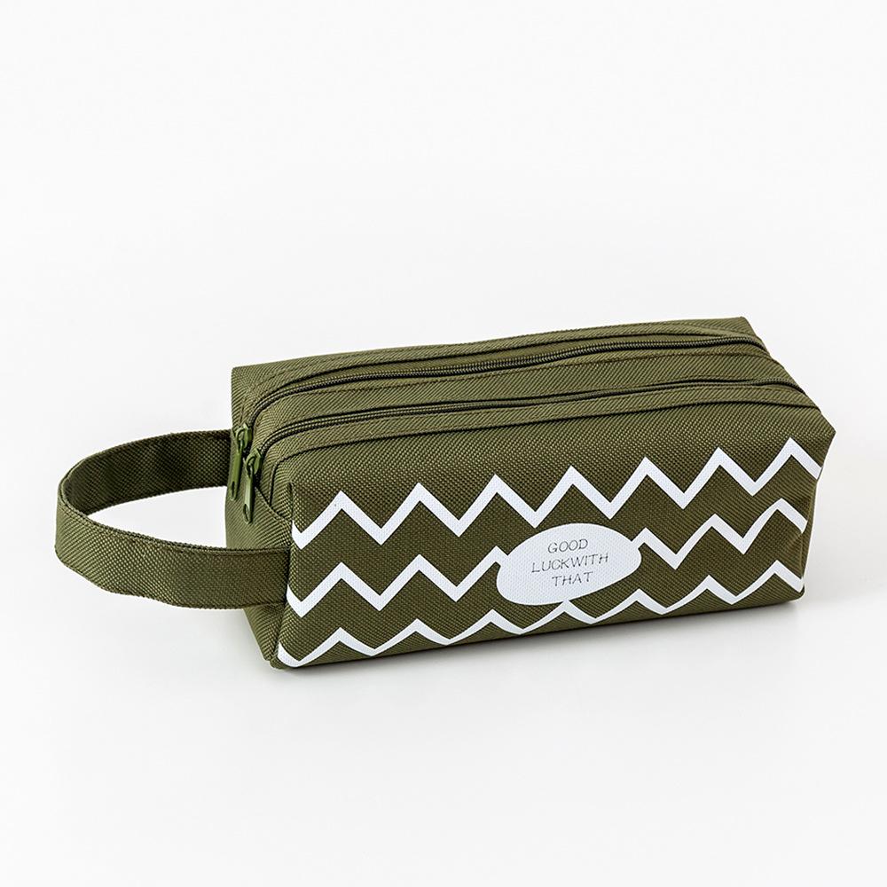 Simple and Creative Multifunctional Pencil Case Double Layer Stationery Bag Geometric Series Large Capacity School Supplies