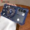 Shockproof Transparent Plating Gyro Phone Holder Case For Samsung Galaxy A16 A06 A15 A25 A35 A55 A14 A24 A34 A54 4G 5G Cover