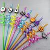 8pcs Halloween Straw Reusable Pumpkin Spiral Plastic Straw Kids Baby Birthday Party Decorations Supplies Drinking Straws