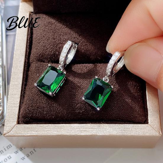 High-quality Zircon Earrings Large Dangling for Women Sparkling Cube-shaped Fashionable