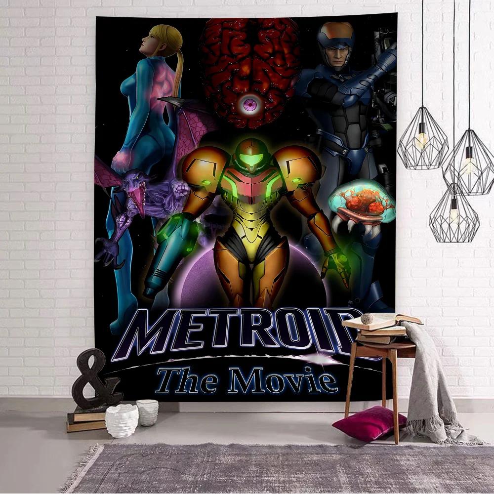 Metroid Themed Anime Tapestry Hanging Tarot Hippie Wall Rugs Dorm Home Decor