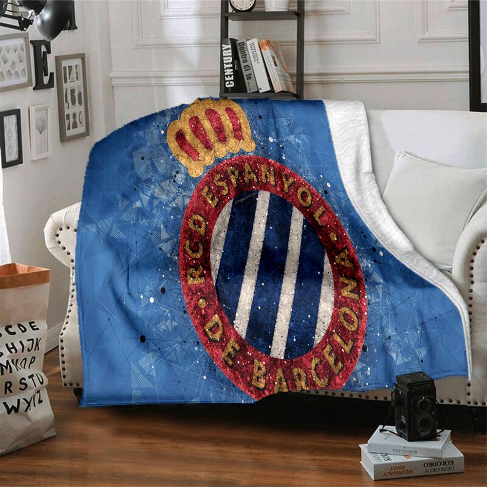 Espanyol Fc Stadium Flannel Blanket, Soft Polyester, Modern Design, All-Season for Camping, Travel, Gifts for holidays or birthdays