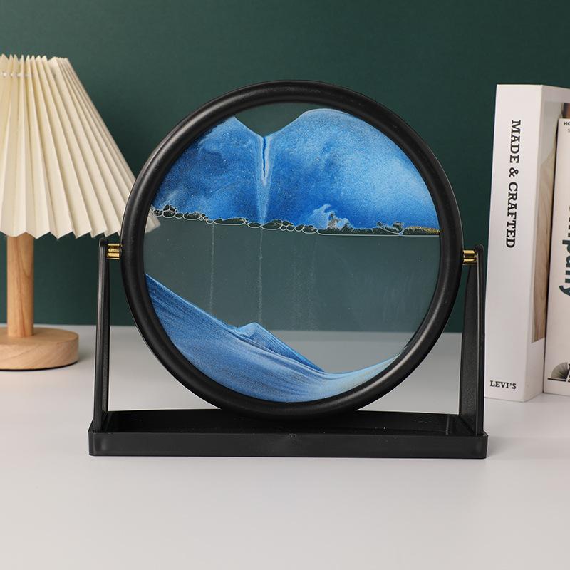 Rotatable Sandscape Moving Sand Art Picture Round Glass Deep Sea Quicksand 3D Hourglass Flowing Sand Painting Home Decor Gifts