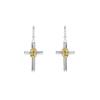 Sterling Silver Cross Earrings: Minimalist Red Garnet Religious Jewelry