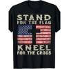 Cotton Unisexchristian Patriotic Stand For The Flag Kneel For The Cross Tshirt Distressed American Flag Cross Design