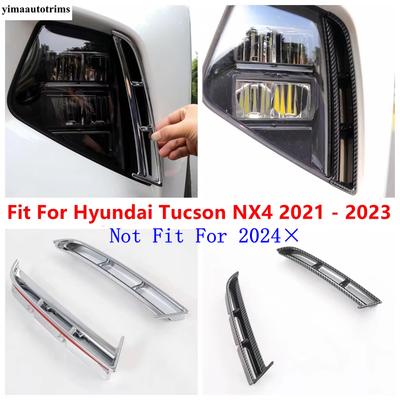 For Hyundai Tucson NX4  -  Car Front Fog Light Lamp Eyebrow Strip Cover Trim ABS Chrome / Red / Carbon Fiber Accessories
