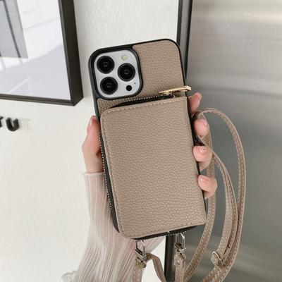 Zipper Wallet Phone Case For iPhone 15 14 13 12 Mini 11 Pro XS Max X Plus Card Slot Holder Crossbody Lanyard Soft Leather Cover